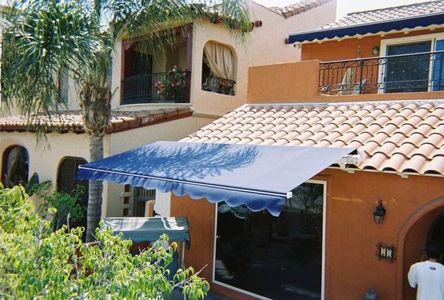 Retractable awning on Costa Mesa home