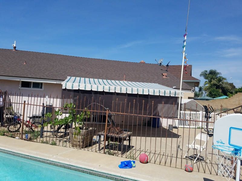 Custom awning for Huntington Beach backyard